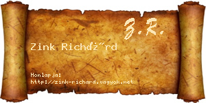 Zink Richárd névjegykártya