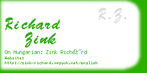 richard zink business card